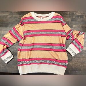 Bellerose Linen Striped Sweater Pink Camel Lightweight Size 2